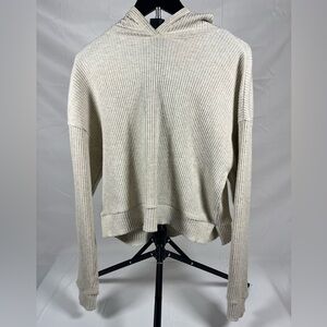 Thread & Supply Beige Ribbed Hooded Pullover Size Medium